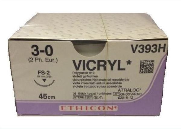 Sutur Vicryl V393H 3-0 FS-2  45cm fiolett