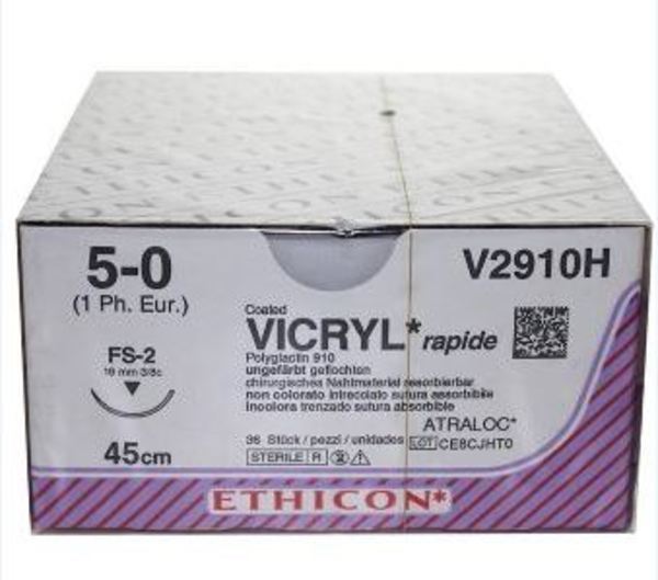 Sutur Vicryl Rapid V2910H 5-0 FS-2 45cm hvit