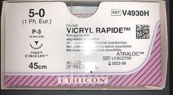Sutur Vicryl Rapid 5-0 P-3 13mm steril 45cm ofärg 3/8 cirk omv skär