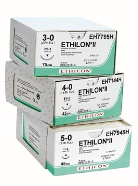 Sutur Ethilon 5-0 PC-3 16mm steril 45cm svart 3/8 cirk skär