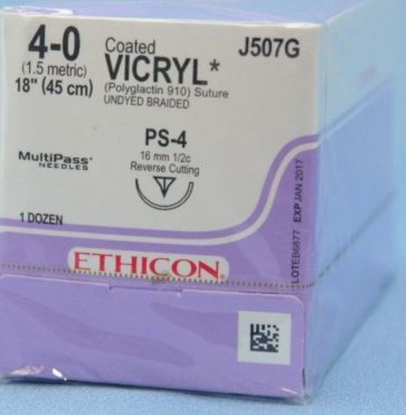 Sutur Vicryl 4-0 PS-4 16mm steril 45cm ofärg 1/2 cirk omv skär