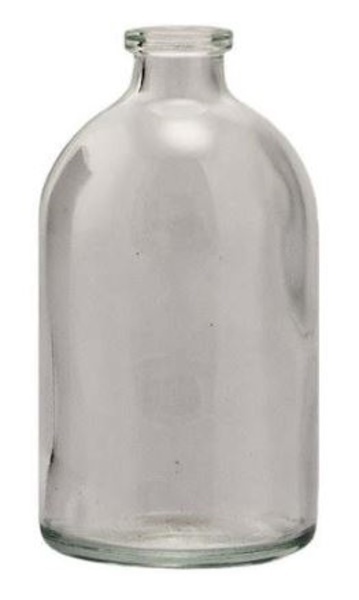 Injektionsflaska glas 100ml, typ 1, Klar glas, Hals/öppning 20mm