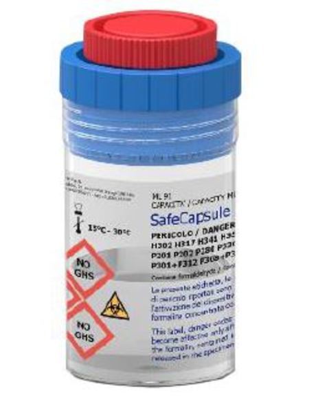 Safety red capsule prefilled with formalin (prefilled volume 19 ml)