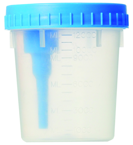 Urinbägare/behållare 120ml överföringsstrå skruvlock steril