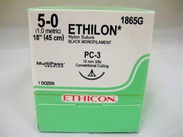 Sutur Ethilon 5-0 FS-1 16mm steril 45cm svart 3/8 cirk skär