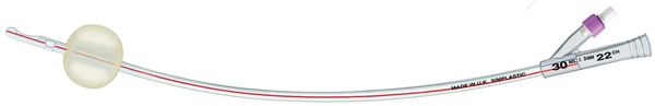 Urinkateter Soft Simplastic CH22 42cm Couv 30ml PVC + latex balloon