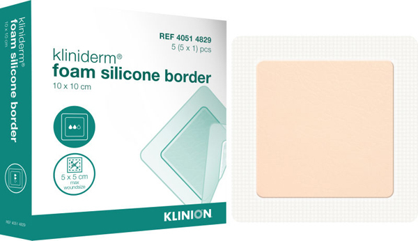 Kliniderm foam silicone border 10x10 cm steril