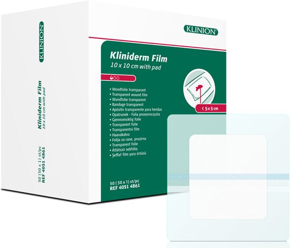 Bandasje transparent Kliniderm Film m/pad 10x10cm