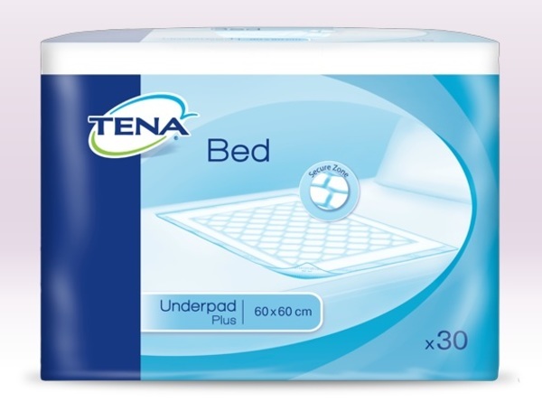 Hygienunderlägg Tena Bed Plus 60x60cm. Engångs SAP