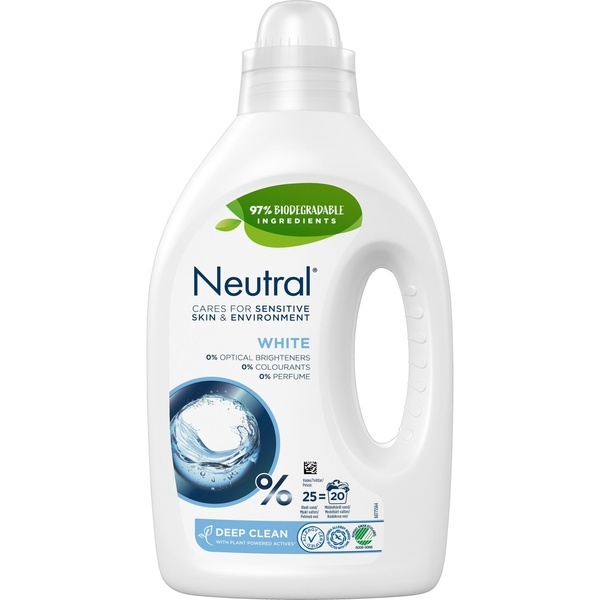 Tvättmedel Neutral vittvätt 1l oparfyrmerad Svanenmärkt