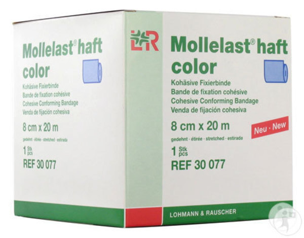 Fixeringsbinda Mollelast Haft röd 6cmx20m latex kohesiv elast 50%
