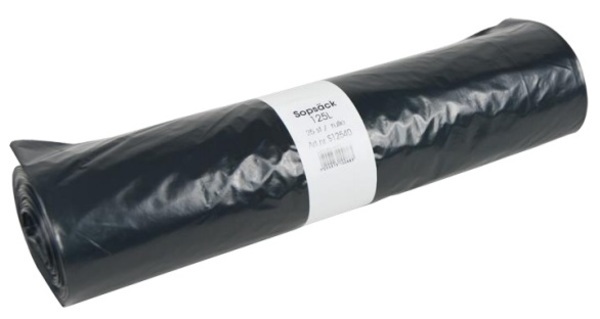 Sopsäck strong svart 125l LDPE 750x1150mm 40my 10st/rle