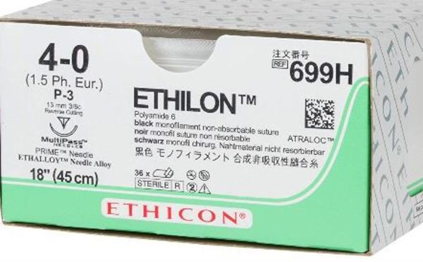 Sutur Ethilon 4-0 P-3 13mm steril 45cm svart 3/8 cirk omv skär 