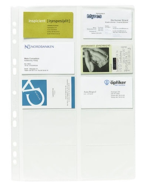 Visitkortsficka A4 transparent för 20st visitkort 90x55mm