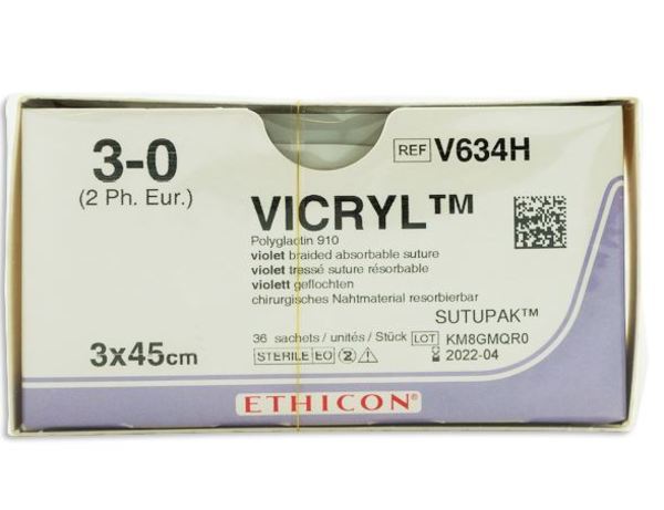 Suturtråd Vicryl 3-0 sutupak steril 45cm lila 3 längder