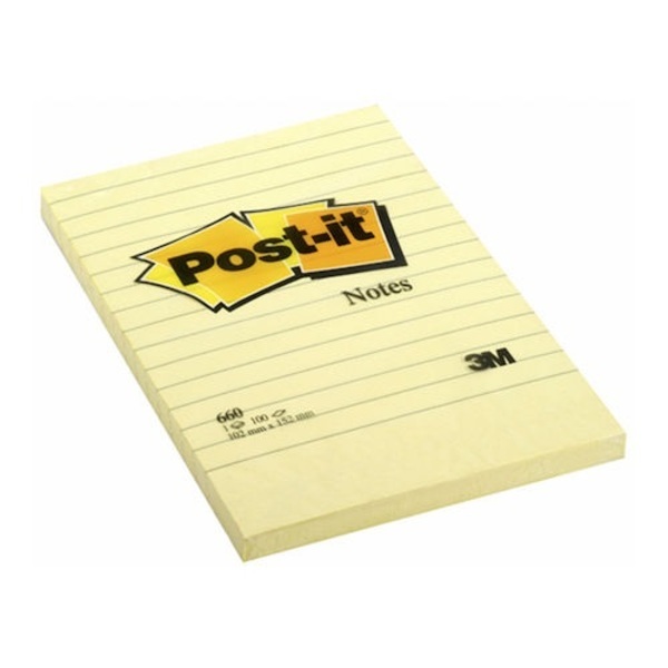 Post-it notes 660 linjerad 102x152mm 100 blad
