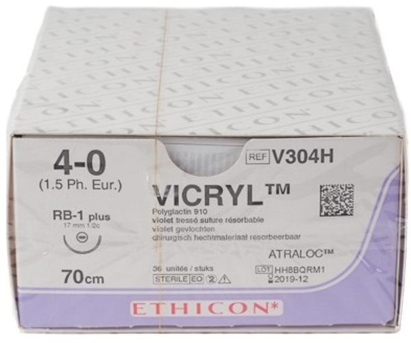 Sutur Vicryl 4-0 Rb-1 17mm Steril 70cm Lila 1/2 Cirk Tp