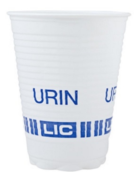 Urinbägare 210ml 70x86mm vit med tryck urin