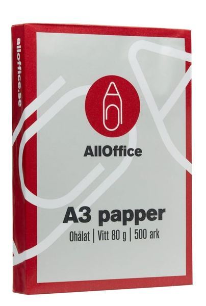 Papper Alloffice A3 vitt 80g ohålat Eco-label