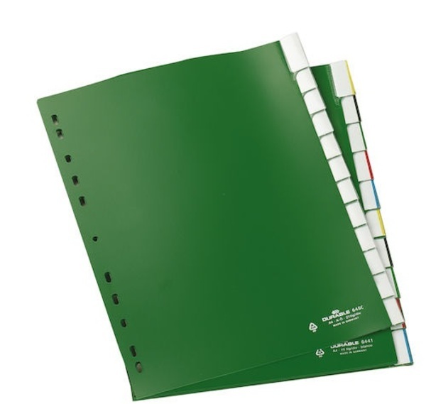 Register instick A4 10-flikar miljövänlig plast grön