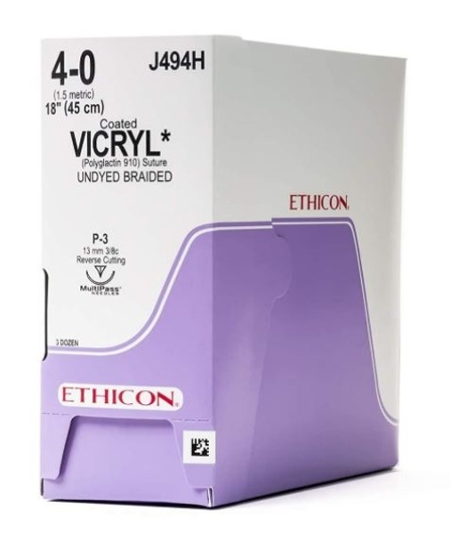 Sutur Vicryl 4-0 P-3 13mm steril 45cm ofärg 3/8 cirk omv skär
