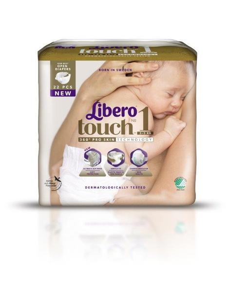Blöja Libero Touch 1 2-5kg Svanenmärkt Våtindikator