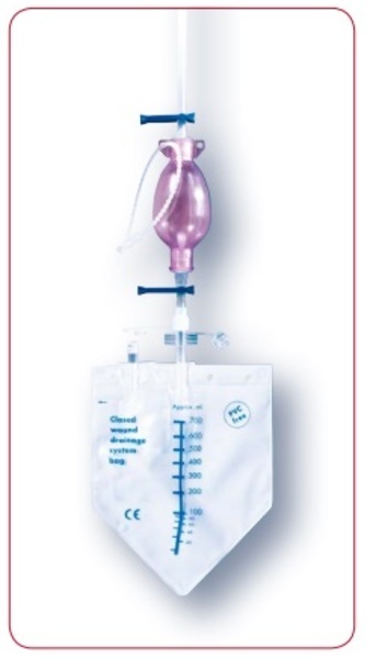 Dränagekateterset Nr 10 75mmhg Med Troakar, Boll 110ml, Påse 700ml