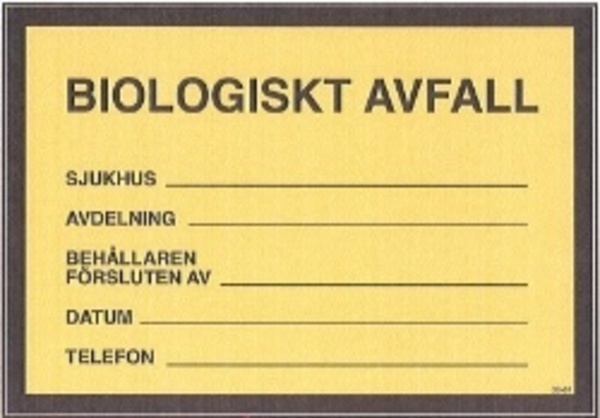 Etikett Biologiskt avfall 105x152mm 100st/rulle
