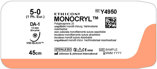 Sutur Monocryl 5-0 DA-1 13mm steril ofärg 45cm