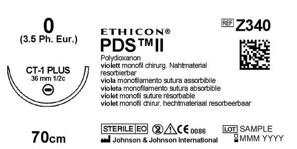 Sutur PDS II 0 CT-1 36mm steril 70cm lila 1/2 cirk