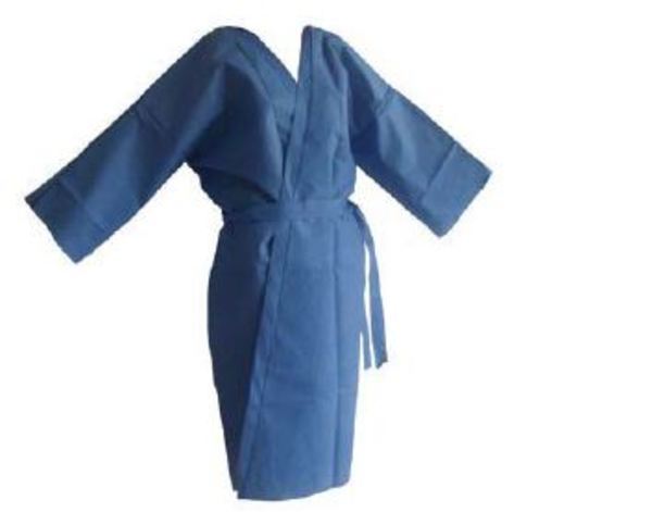 Patientrock Kimono onesize blå omlottknäppning