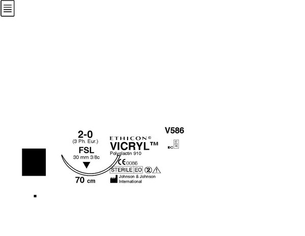 Sutur Vicryl 2-0 FSL 30mm steril 70cm lila 3/8 cirk omv skär