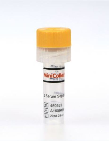 Minicollect kapillärrör koagakt gel 0,5-0,8ml gul transp