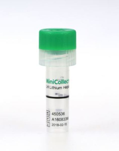 Minicollect kapillärrör li-hep 0,5ml grön transp