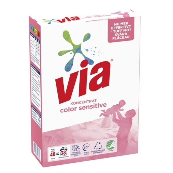 Tvättmedel Via Color Sens 1,8kg Oparfymderad Svanenmärkt