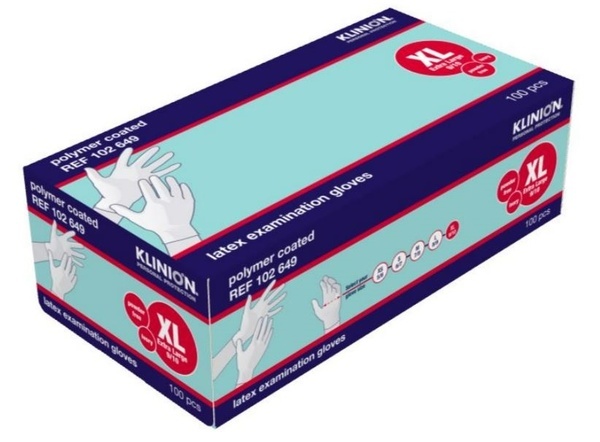 Handske undersök Klinion XL latex puderfri 24cm