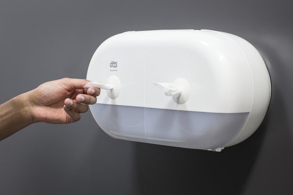 Dispenser Tork Smartone mini T9 dubbel vit plast toalettpapper