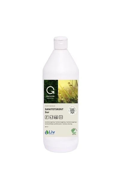 Sanitetsrent LIV Greenium 1l sur parfymerad pH ca 3
