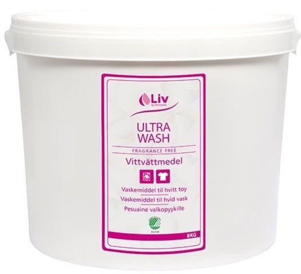 Tvättmedel Ultra Wash vittvätt 8kg oparfymerad Svanenmärkt pH 10,5