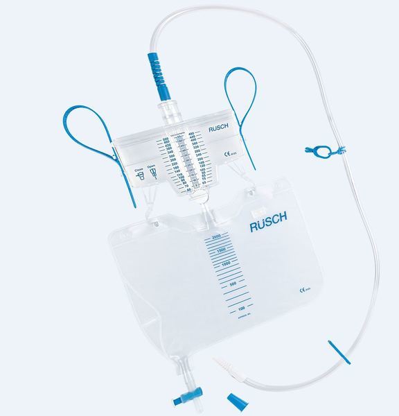 Urimeter Rüsch 500ml droppkammare, 2000ml tömbar påse och 120cm slang