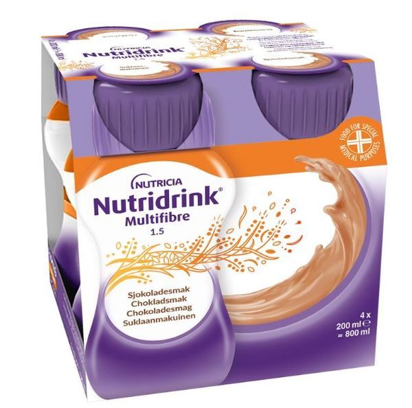 Nutridrink MultiFibre Chokladsmak 4 x 200 ml Vnr 900850
