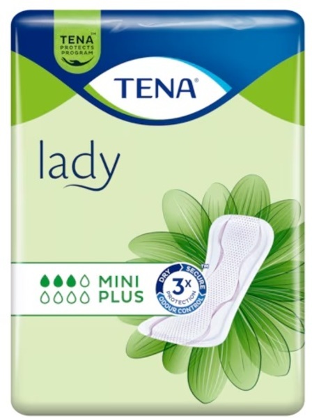 Inko skydd Tena Lady Mini Plus. 27x10cm, ABS ISO 239ml
