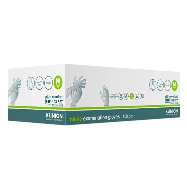 Handske undersök Klinion NEW Ultra Comfort M nitril puderfri vit
