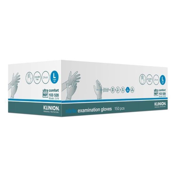 Handske undersök Klinion NEW Ultra Comfort L nitril puderfri vit
