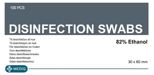 Mediq Desinfection, alkohol swab 82% ethanol, grå, 30 mm x 60 mm