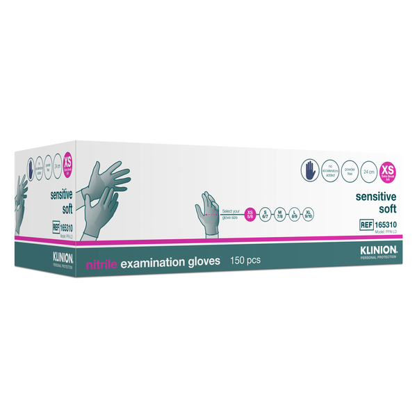 Handske undersök sensitive soft blåbärsblå XS