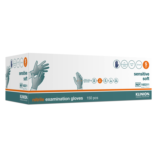 Handske undersök sensitive soft blåbärsblå S