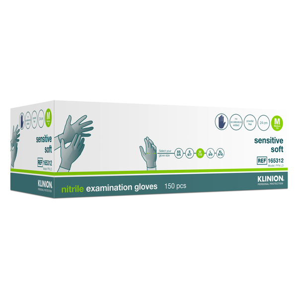 Handske undersök sensitive soft blåbärsblå M