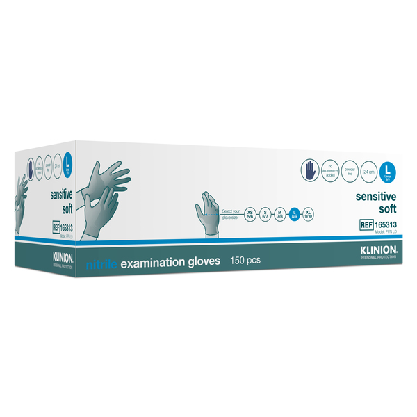 Handske undersök sensitive soft blåbärsblå L