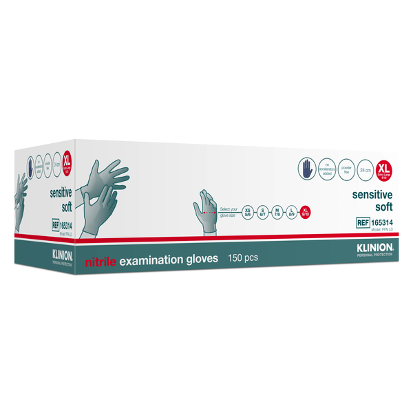 Handske undersök sensitive soft blåbärsblå XL